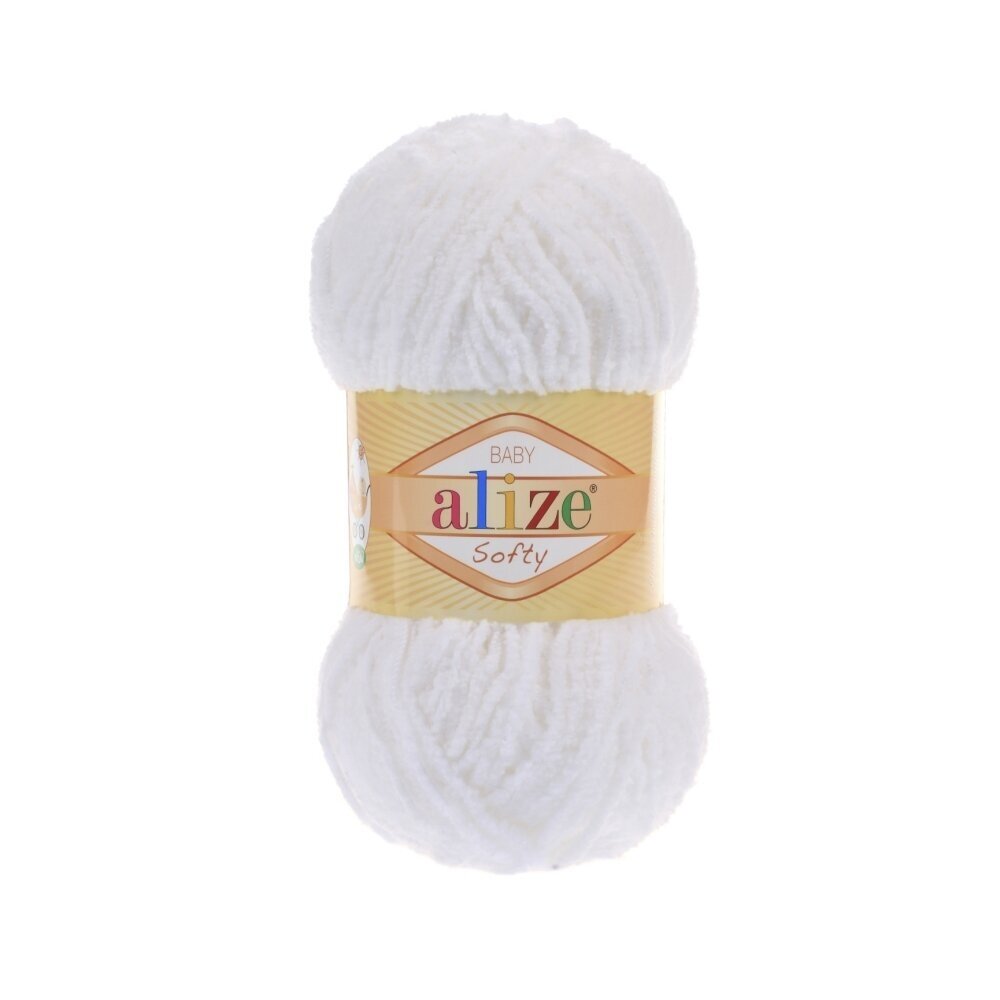 Alize Softy Baby 55 White – plush baby yarn