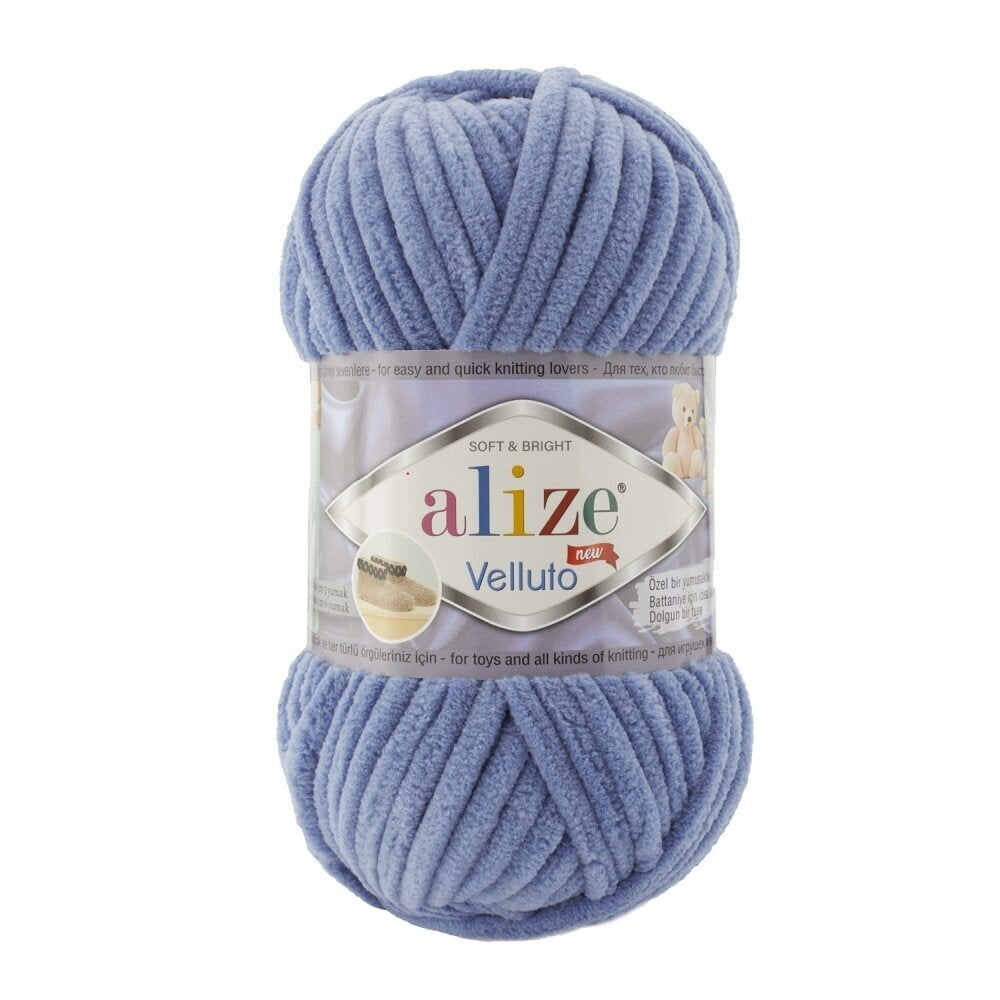 Alize Velluto 374 Denim – chenille yarn