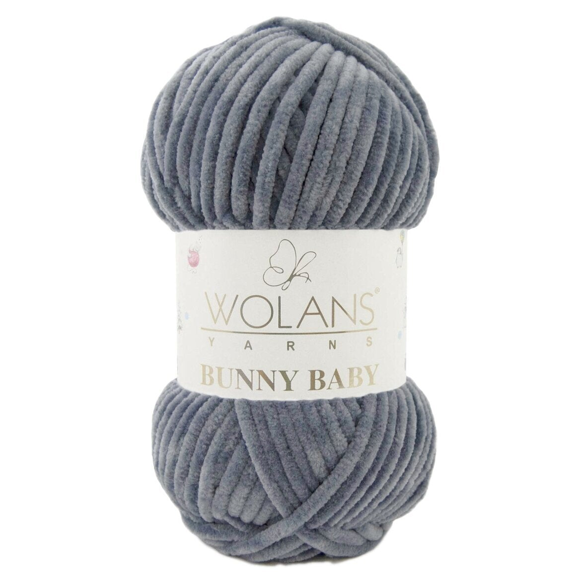 Wolans Bunny Baby 100-30 Tamsiai pilka – pliušiniai siūlai